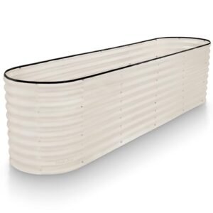 Galvanized Raised Garden Beds Outdoor // 8×2×2 ft Planter Raised Beds for Gardening. Vegetables. Flowers // Large Metal Garden Box (White) // Patented Tool-Free Design