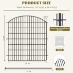 16 Panels No Dig Garden Fence with Gate. 32in x 38.6ft Decorative Dog Fence Outdoor for Yard. Tall Animal Barrier Fence Rustproof Metal Wire Garden Edging Border. Temporary Fence for Outdoor. Patio