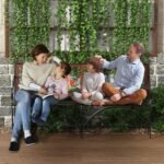 68.7 Outdoor Bench. Garden Bench. Patio Bench with Armrest. Slatted Seat and Butterfly Pattern Backrest for Outside. Cast Iron Metal Frame. Black