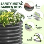 A ANLEOLIFE 8x4x2ft Galvanized Raised Garden Bed Kit. Oval Metal Deep Root Planters for Outdoor Plants Vegetables Flowers Herb. Large Bottomless. 478 Gallon Capacity- Quartz Grey