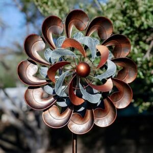 Wind Spinner Outdoor Garden Decor. Wind Spinners for Yard and Garden. 84 inch Copper Wind Sculptures & Spinners. Windmill for Yard Decorations - Larger Spinners