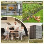 16 Panels No Dig Garden Fence with Gate. 32in x 38.6ft Decorative Dog Fence Outdoor for Yard. Tall Animal Barrier Fence Rustproof Metal Wire Garden Edging Border. Temporary Fence for Outdoor. Patio