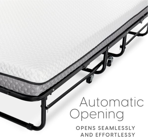Milliard Deluxe Diplomat Folding Bed with Mattress for Adults. Twin Size. Portable Foldable Bed with Luxurious Memory Foam Mattress & Super Strong Frame. 75 x 38. Fold Up. Roll Away. & Hideaway
