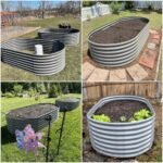 A ANLEOLIFE 8x4x2ft Galvanized Raised Garden Bed Kit. Oval Metal Deep Root Planters for Outdoor Plants Vegetables Flowers Herb. Large Bottomless. 478 Gallon Capacity- Quartz Grey