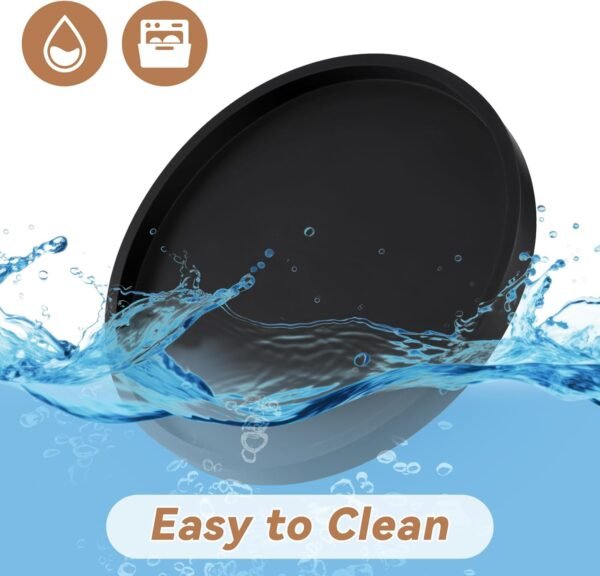 NiHome Thickened Silicone Vanity Organizer Tray for Bathroom Accessories. Kitchen Countertop. Living Room Decor. Multipurpose Shatter-Resistant Round Tray Decor for Candle Perfume Soap Plant (Black)