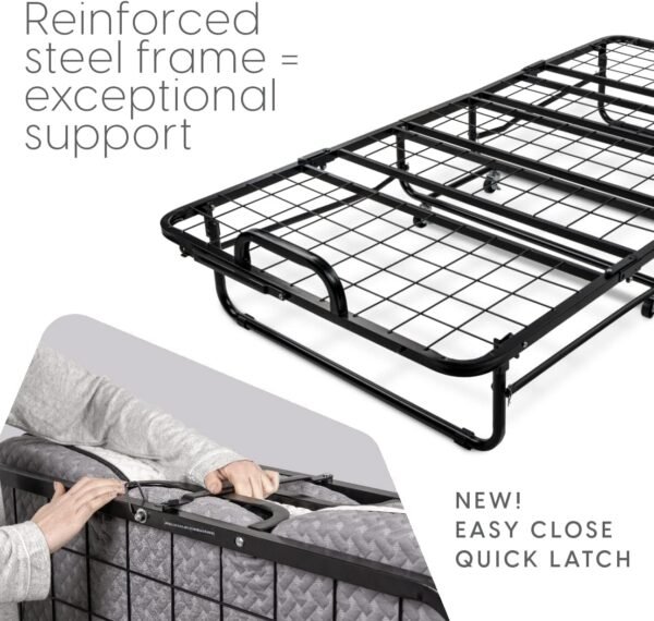 Milliard Deluxe Diplomat Folding Bed with Mattress for Adults. Twin Size. Portable Foldable Bed with Luxurious Memory Foam Mattress & Super Strong Frame. 75 x 38. Fold Up. Roll Away. & Hideaway