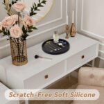NiHome Thickened Silicone Vanity Organizer Tray for Bathroom Accessories. Kitchen Countertop. Living Room Decor. Multipurpose Shatter-Resistant Round Tray Decor for Candle Perfume Soap Plant (Black)
