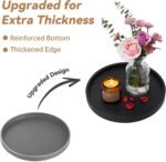 NiHome Thickened Silicone Vanity Organizer Tray for Bathroom Accessories. Kitchen Countertop. Living Room Decor. Multipurpose Shatter-Resistant Round Tray Decor for Candle Perfume Soap Plant (Black)