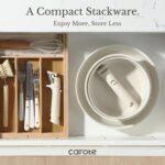 CAROTE 11pcs Pots and Pans Set. Nonstick Cookware Detachable/Removable Handle. Induction RV Kitchen Set. Oven Safe. Cream White