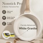 CAROTE 21Pcs Pots and Pans Set. Nonstick Cookware Sets. White Granite Induction Cookware Non Stick Cooking Set w/Frying Pans & Saucepans(PFOS. PFOA Free)