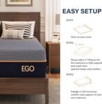 EGOHOME 12 Inch Queen Mattress. Copper Gel Cooling Memory Foam Mattress for Back Pain Relief.Therapeutic Double Matress Bed in a Box. CertiPUR-US Certified. 60x80x12 Black