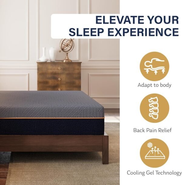 EGOHOME 12 Inch Queen Mattress. Copper Gel Cooling Memory Foam Mattress for Back Pain Relief.Therapeutic Double Matress Bed in a Box. CertiPUR-US Certified. 60x80x12 Black