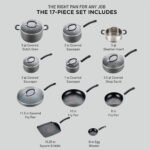 T-fal Ultimate Hard Anodized Nonstick Cookware Set 17 Piece. Dishwasher Safe. Suitable for all stove tops; excluding induction. Black
