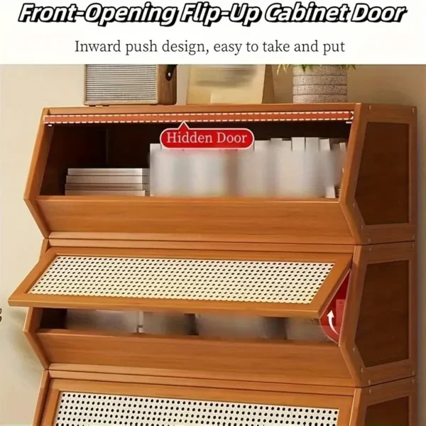 Mega Deal Rush​  Only $6.99 DIY Bamboo Bookshelve. 30cm Deep Bookshelf. ABS Engineering Plastic Flip Bookcase with Dustproof Back Panel. Display Cabinet for Corridor. Living Room and Bedroom