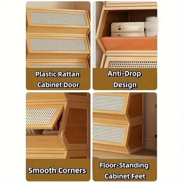 Mega Deal Rush​  Only $6.99 DIY Bamboo Bookshelve. 30cm Deep Bookshelf. ABS Engineering Plastic Flip Bookcase with Dustproof Back Panel. Display Cabinet for Corridor. Living Room and Bedroom